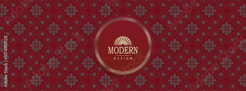 Gorgeous textured burgundy card with round frame and gold border.