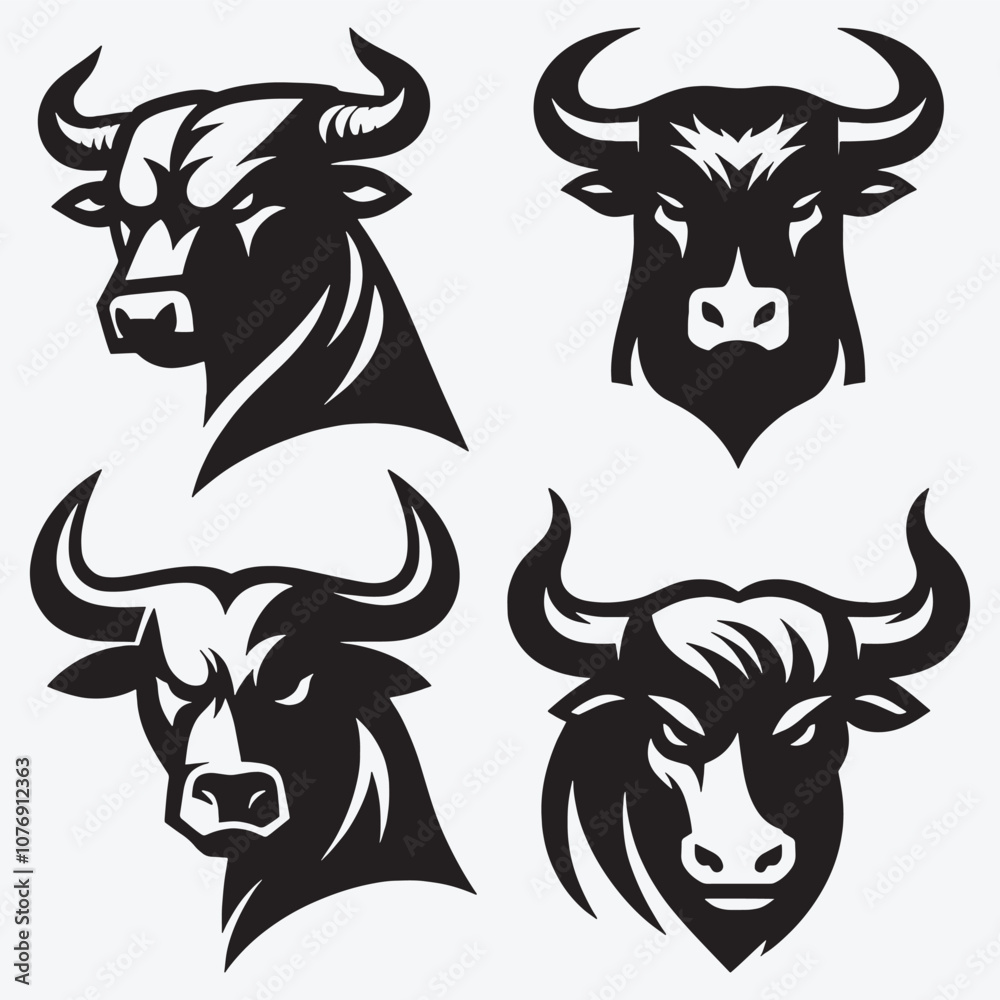 Fototapeta premium angry bull logo, animal, animal art, animal face, animal head, animal logo, animal silhouette, bison, buffalo, buffalo logo, buffalo logo design, bull, bull face logo, bull head, bull head logo, bull 