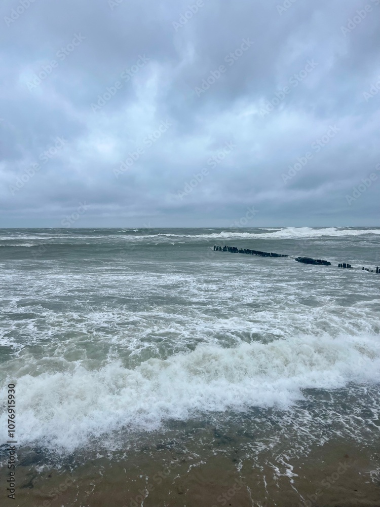 stormy cloudy seascape, waves at the sea, rainy clouds stormy cloudy seascape, waves at the sea, rainy clouds