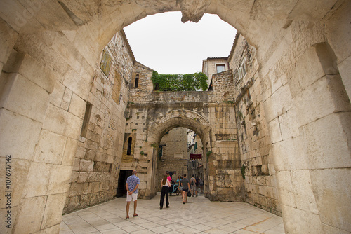  historic centre of Split in Dalmatia. Ancient gates, entrance to Diocletian's Palace  in Split, Croatia photo