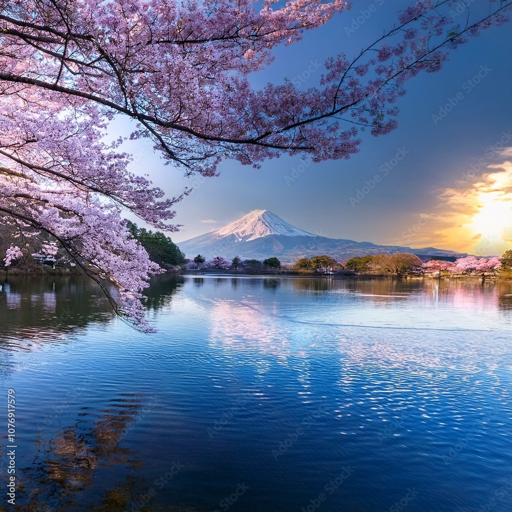 Fototapeta premium lake at sunset