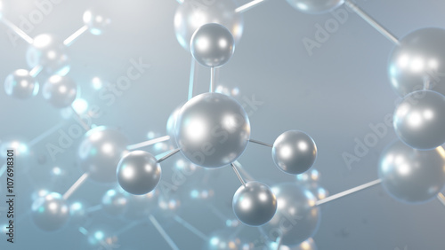 methane molecular structure, 3d model molecule, simplest alkane, structural chemical formula view from a microscope photo