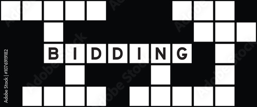 Alphabet letter in word bidding on crossword puzzle background