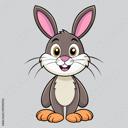 Cartoon rabbit with big eyes and a friendly expression