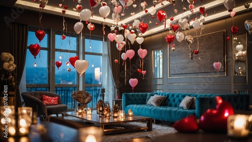 Luxurious house decorations for valentine day and balloon modern house valentine day. decoration