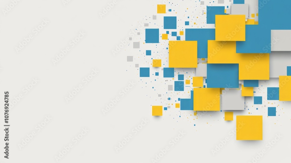 Obraz premium An abstract background with yellow and blue squares. with copy space for text