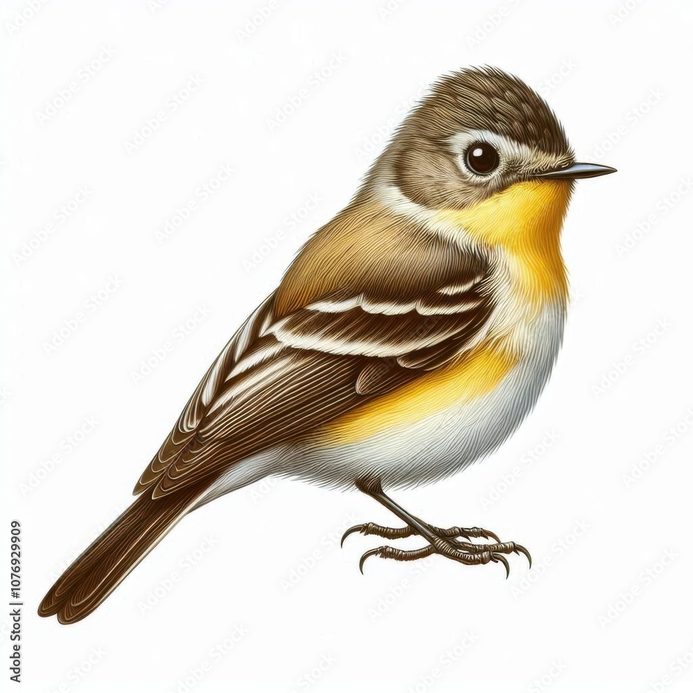 Fototapeta premium Acadian Flycatcher, isolated on a white background 2