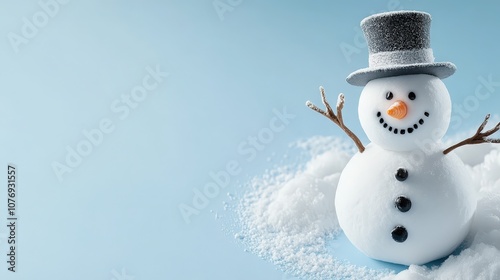 Happy Snowman Winter Scene Festive Holiday Snow Cute Character