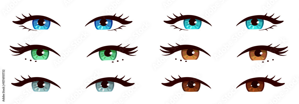 Obraz premium Eyes isolated vector hand drawn illustrations set