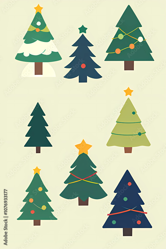 Obraz premium Minimalist Christmas Vector Set