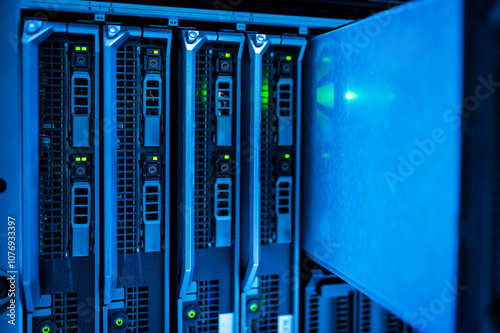 Network servers in data room . photo