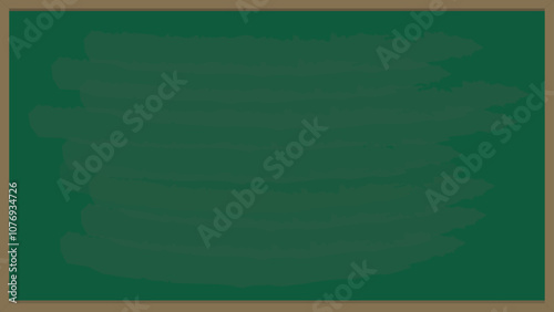 Blank green blackboard with a wooden frame, showing faint chalk smudges