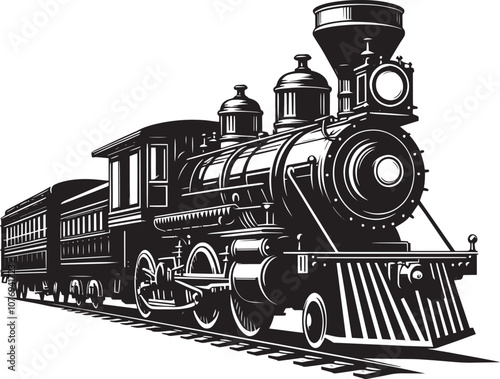 Steam locomotive train silhouette vector illustration isolated on a white background