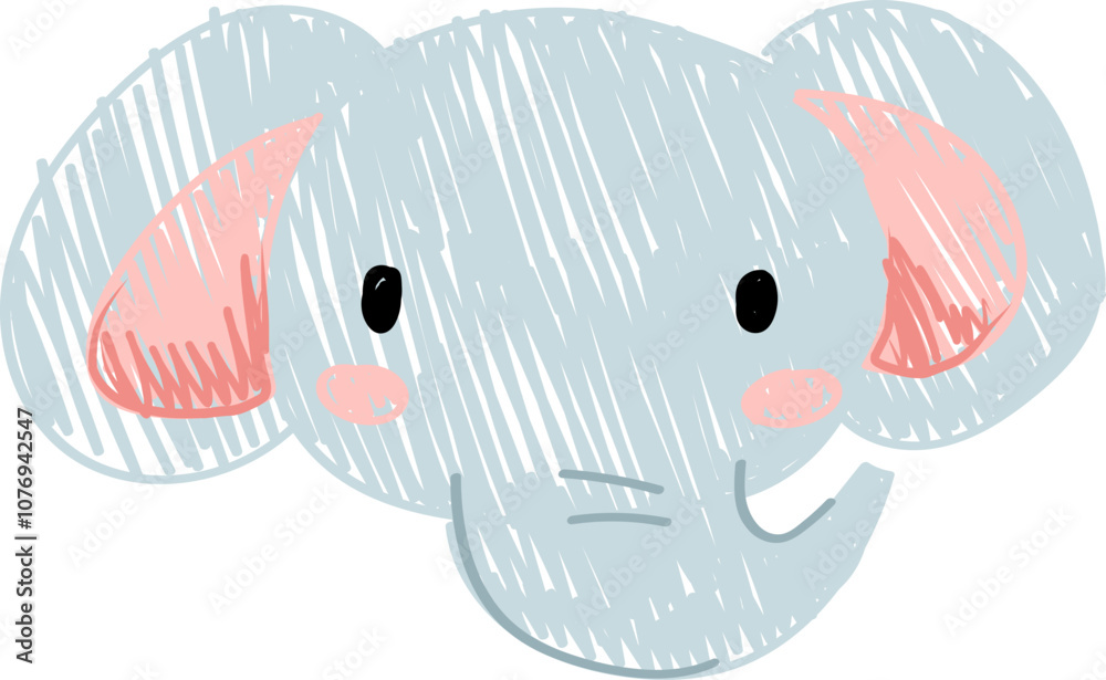 Fototapeta premium Cute Hand-Drawn crayon Elephant