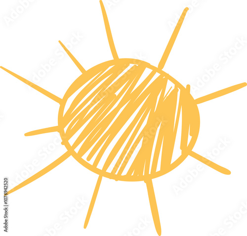  Hand-Drawn crayon Illustration of a Sun
