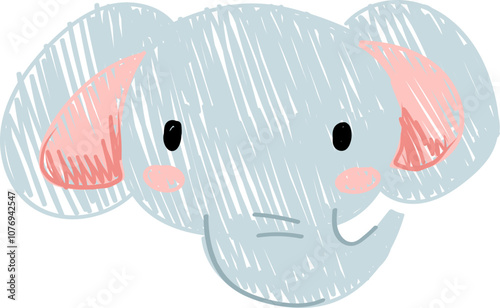 Cute Hand-Drawn crayon Elephant