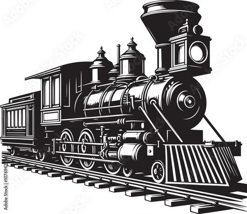 Steam locomotive train silhouette vector illustration isolated on a white background