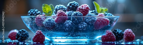 Wallpaper Mural A bowl of fresh berries with a few leaves in the background Torontodigital.ca