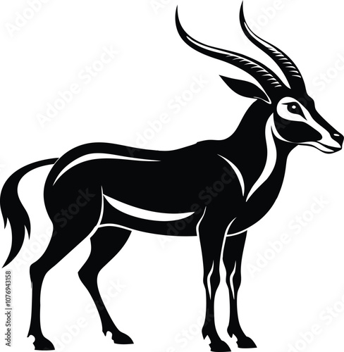 Oryx silhouette , animal silhouette , horned oryx black vector