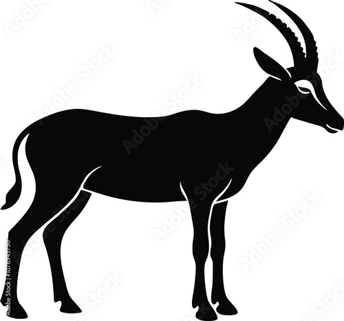 Oryx silhouette , animal silhouette , horned oryx black vector