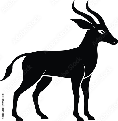 Oryx silhouette , animal silhouette , horned oryx black vector