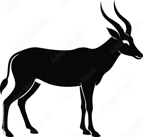 Oryx silhouette , animal silhouette , horned oryx black vector