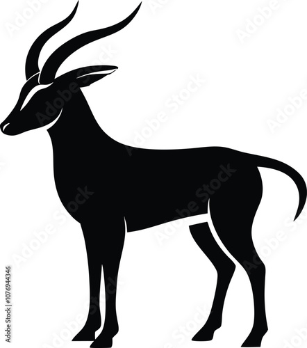 Oryx silhouette , animal silhouette , horned oryx black vector