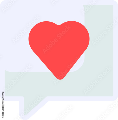Talking bubble with symbolic declaration of love in form of red heart icon. Expression of sympathy and confession of feelings in conversation element. Simple flat vector isolated on white background