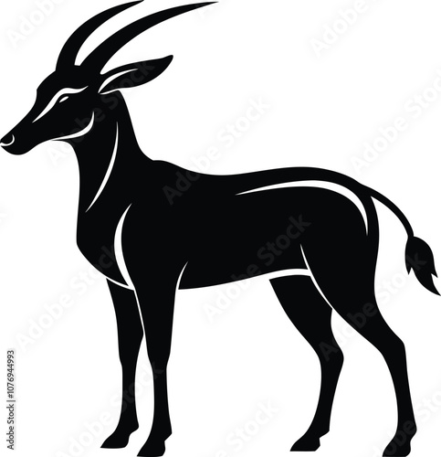Oryx silhouette , animal silhouette , horned oryx black vector
