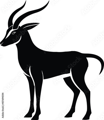 Oryx silhouette , animal silhouette , horned oryx black vector