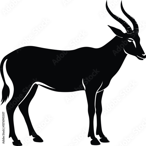Oryx silhouette , animal silhouette , horned oryx black vector