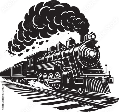 Steam locomotive train silhouette vector illustration isolated on a white background