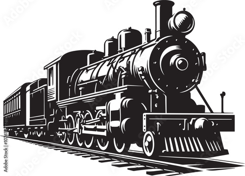 Steam locomotive train silhouette vector illustration isolated on a white background