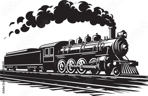 Steam locomotive train silhouette vector illustration isolated on a white background