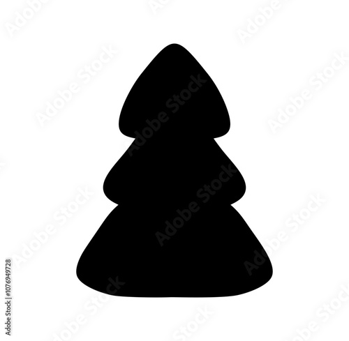 Stylized winter vector christmas tree icon silhouette on white background