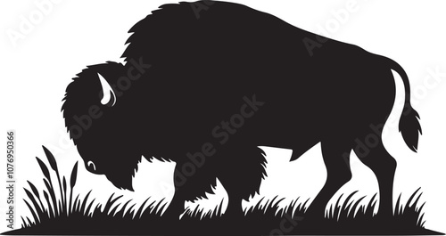 Bison Silhouette Vector Art on White Background - Powerful Plains Animal Icon Design

