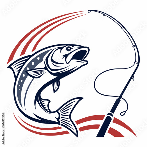 Fishing logo design illustration. Fishing t-shirt design template vector illustration 