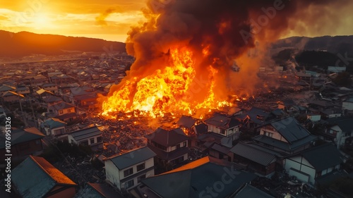 巨大地震による日本家屋の倒壊 photo