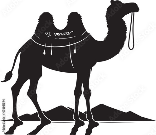 Camel Silhouette Vector Art on White Background - Desert Animal Icon Design

