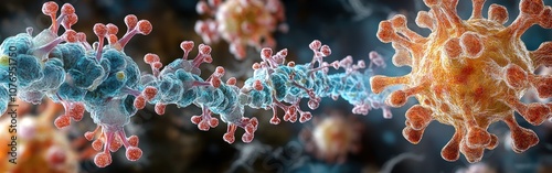 Visualization of a rare autoimmune disorder impacting the nervous system and cellular interactions. photo