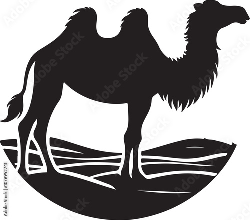 Camel Silhouette Vector Art on White Background - Desert Animal Icon Design

