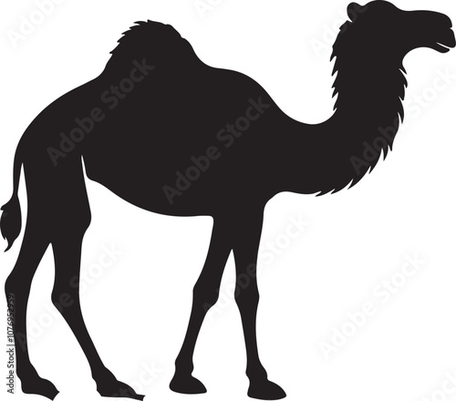 Camel Silhouette Vector Art on White Background - Desert Animal Icon Design

