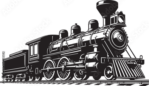 Steam locomotive train silhouette vector illustration isolated on a white background