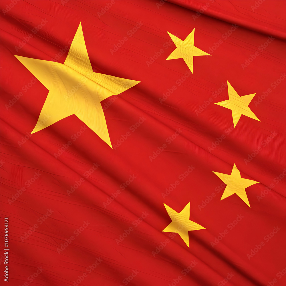 A vibrant image of the China flag displayed on a table. A vibrant image of the China flag displayed on a table.