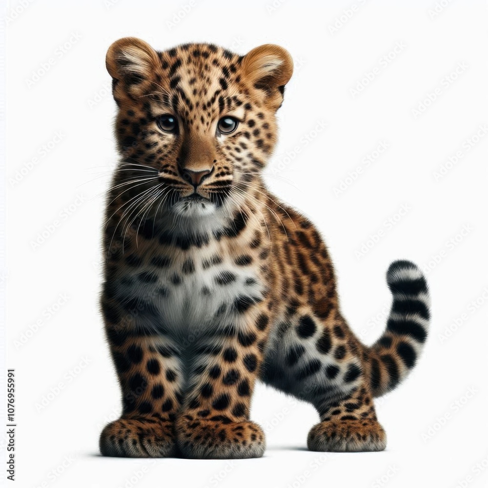 Fototapeta premium Amur Leopard isolated on a white background 2