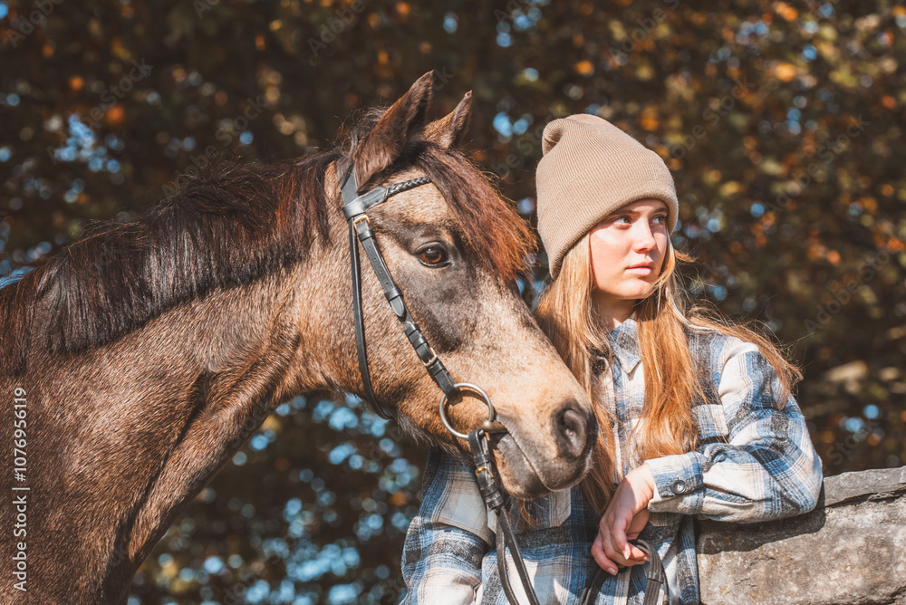 Fototapeta premium Frau mit Pferd