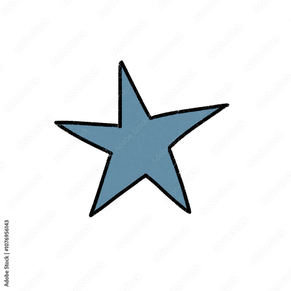 Pencil and Paint Drawing of Blue Star Pencil and Paint Drawing of Blue Star