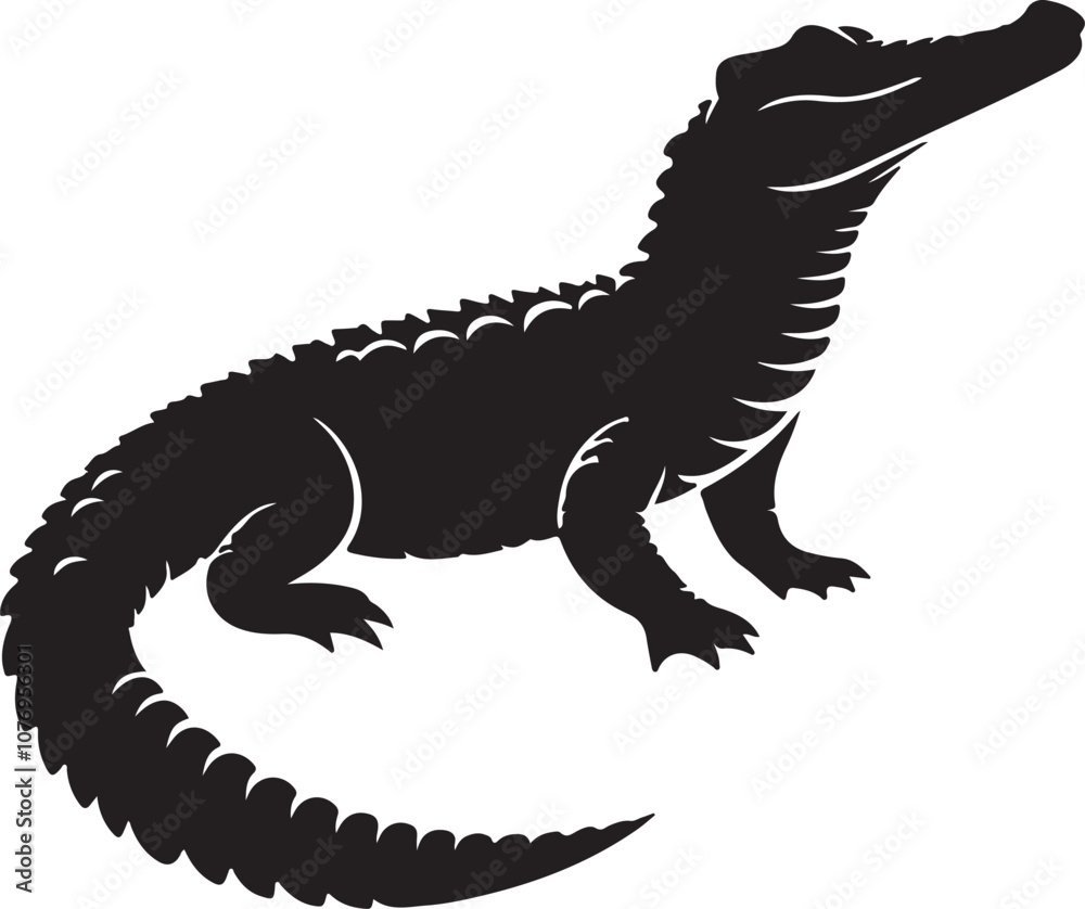 Fototapeta premium Crocodile Silhouette Vector Art on White Background - Fierce Reptile Icon Design