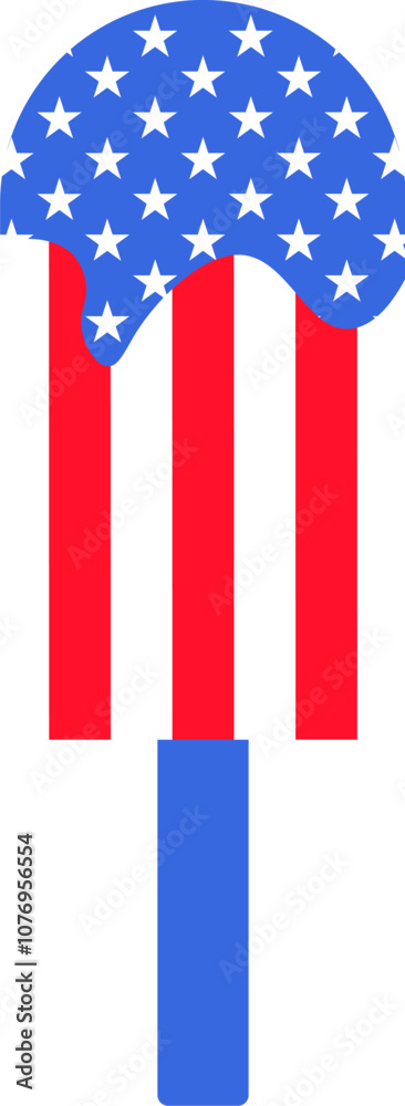 Obraz premium Vector illustration of a popsicle or ice cream from the collection of American flag-themed icons. A celebration of American culture and identity. Independence Day celebrations, a decorative element in