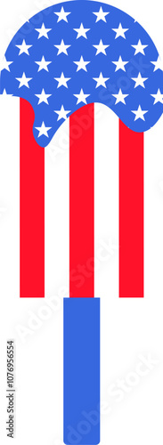 Vector illustration of a popsicle or ice cream from the collection of American flag-themed icons. A celebration of American culture and identity. Independence Day celebrations, a decorative element in